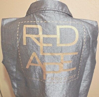 Youth RED APE FRESH 2 DEF embroidered vest- silver sheen- Sz 12