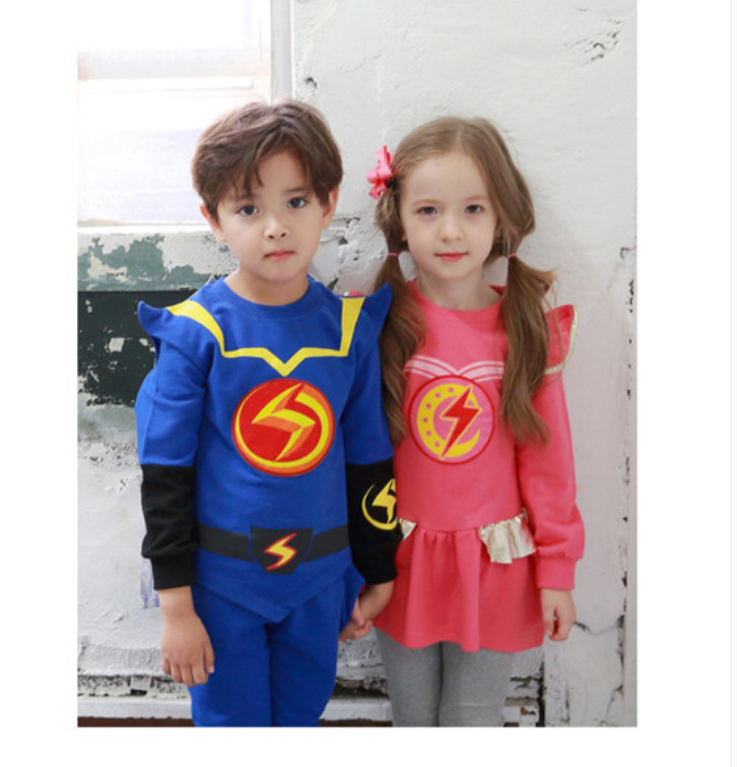 kids lightning man's clothes ,linghting girl's dress /made in korea