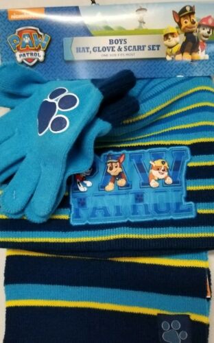 Boys Paw Patrol Hat, glove and scarf  Set. One size fits most  NWT