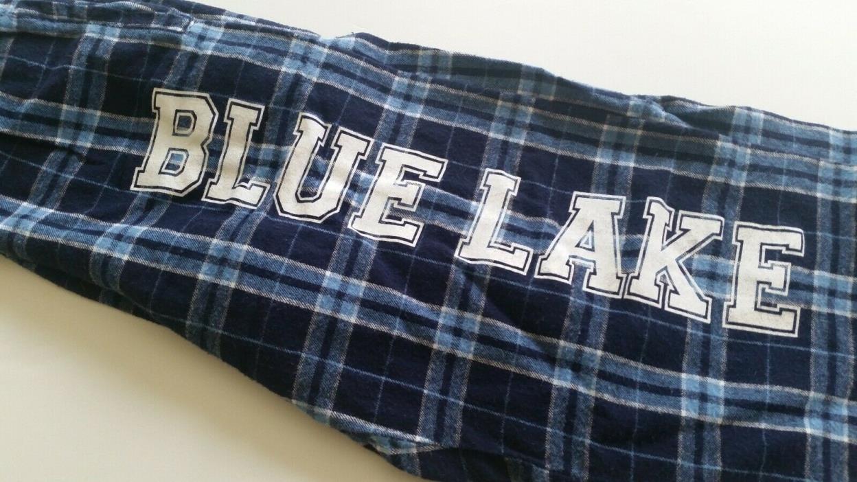 Blue Lake Fine Arts Camp Blue Plaid Flannel Pajama Pants Youth M 10-12