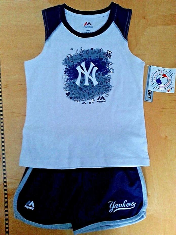 NEW NY YANKEES Tank Top and Short Set Size L 6X Kids Child Majestic NWT