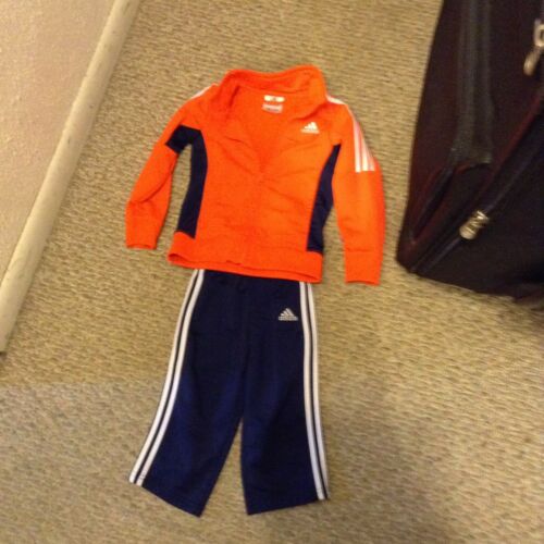 Adidas Toddler 2 Piece Boy Or Girl Jogging/track Outfit Orange & Blue EUC