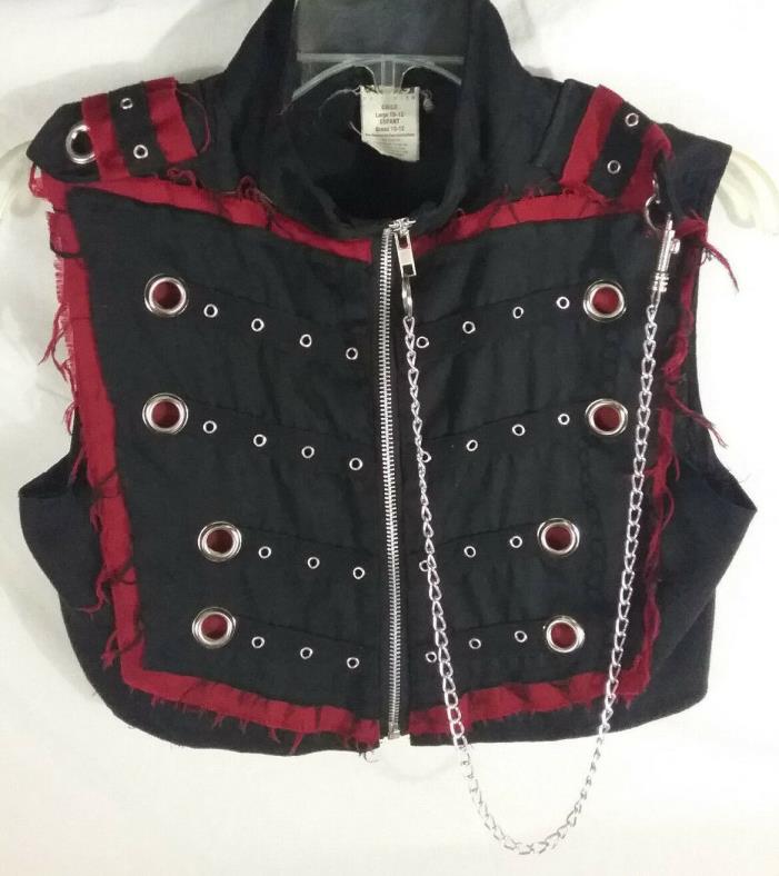PMG Halloween Child Large Zip Up Sleeveless Vest Goth Punk Emo Chain Vtg 1990s