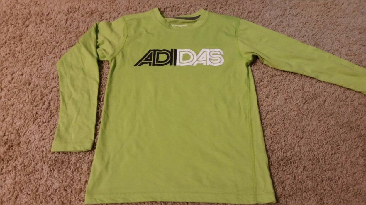 Adidas Long Sleeve Climalite T-Shirt Size S Light Green Black White Poly Cotton