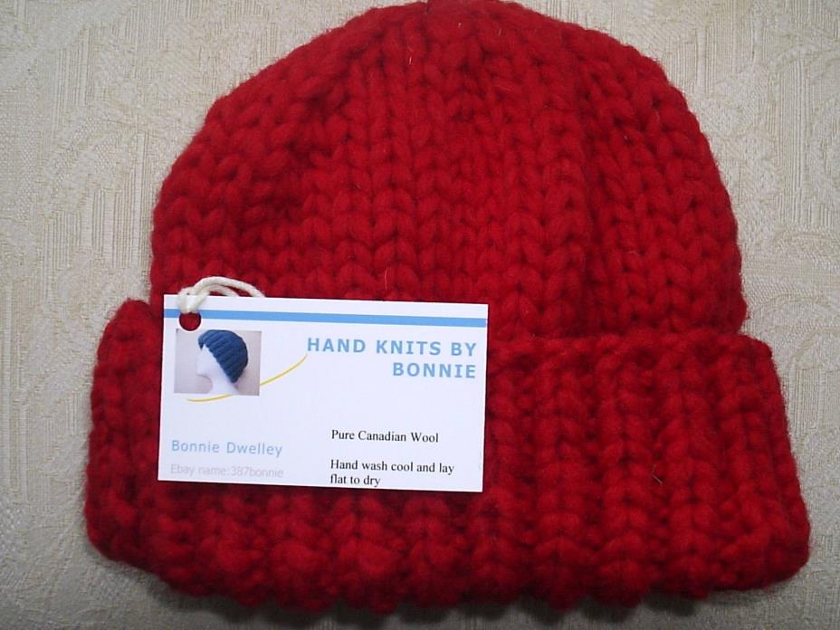 Canadian 100% Wool Hand Knit- Youth/Small  Hat/Watch Cap/Beanie -3 Color Choices