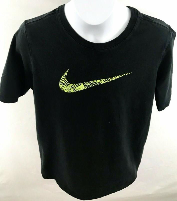 Nike Tee Athletic Cut Youth XL Unisex Black & Yellow Neon Swoosh