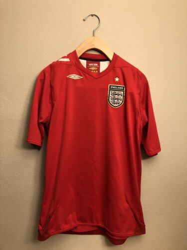 Umbro 2004 2006 England National Team Red Football Soccer Jersey 3 Lions YXL