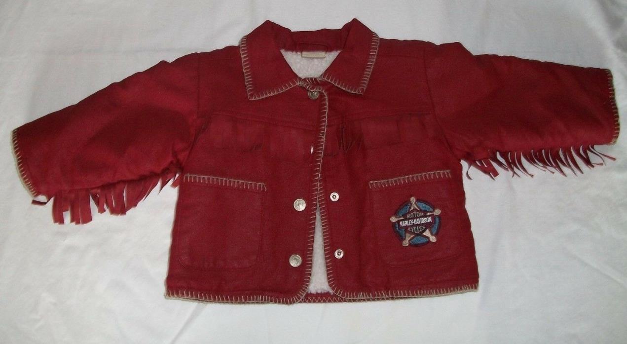 Harley Davidson Born To Ride 12-18 Month Fringed Jacket Fleece Lined Pre-Owned