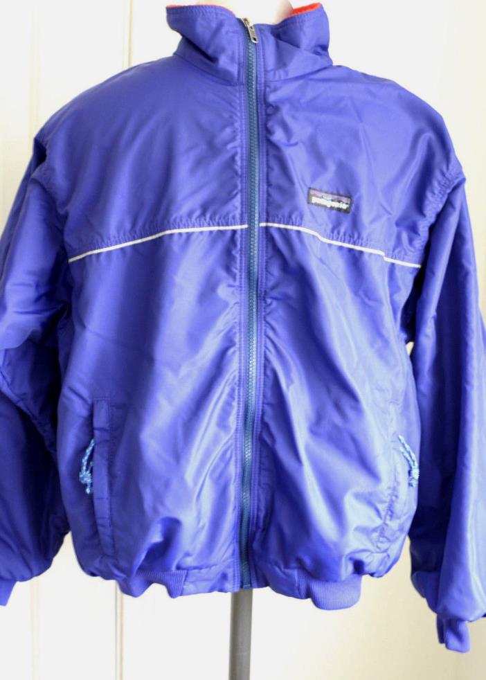 Patagonia Kids Windbreaker Jacket Purple Fleece Lined Orange Full Zip Size 14