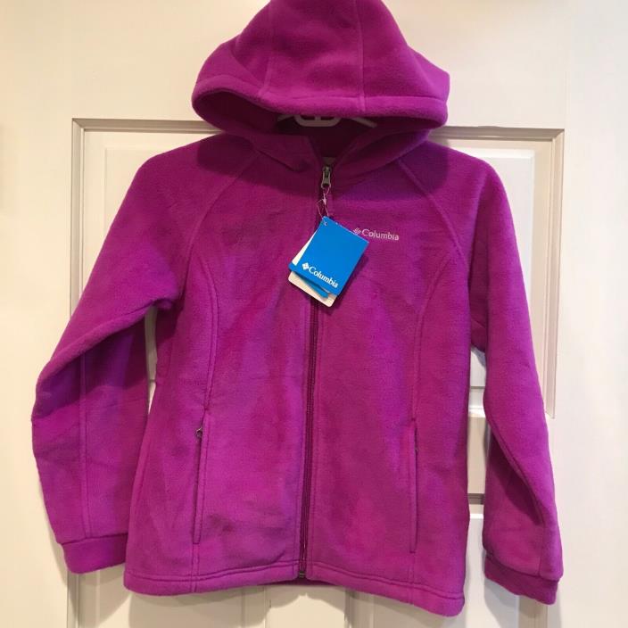 Columbia Kids Medium Pink Benton II Hoodie Fleece Jacket Full Zip New