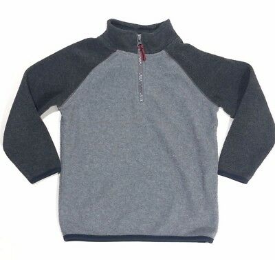 Old Navy Youth Boys 1/4 Zip Long Sleeve Pullover Fleece Sweater Gray Size 5T