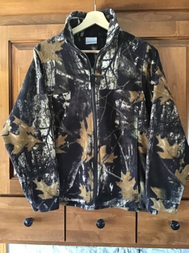Boys Youth Size 14-16 Columbia Lightweight Zip Up Fleece Jacket Camouflage