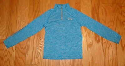 Under Armour Tech 1/4 Zip Pullover Size YMD Heather Teal UA Loose Fit Heat Gear