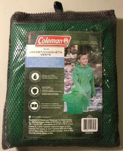 Coleman Eva Jacket Rain Defense Green Youth Button Up Poncho