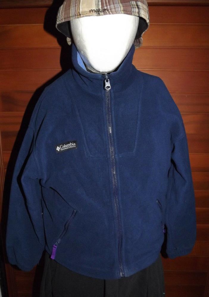 COLUMBIA BLUE POLYESTER FLEECE ZIPPERED JACKET ZIPPERED POCKETS YOUTH 10-12 EUC