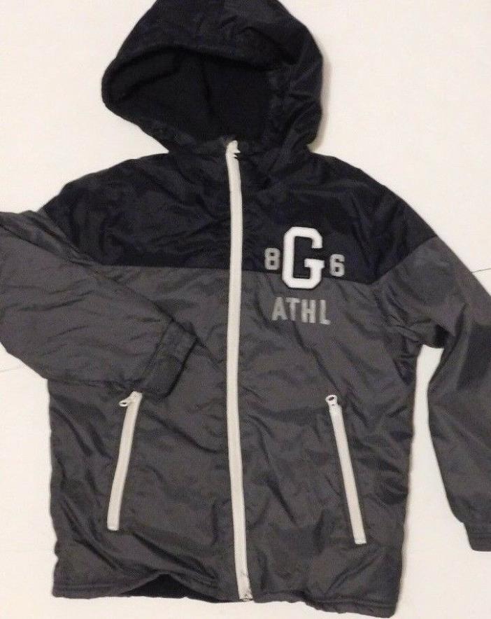 GAP Youth  Kids Gray Letterman Style Winter Jacket Coat Fleece Lined Size 8
