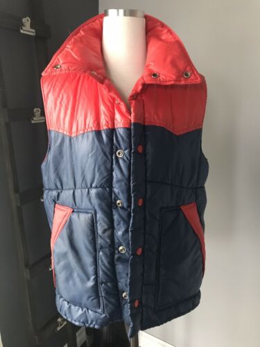 The Boys Shop at Sears Vintage Puffy Puffer 70s Vest L/XL Or Women’s SM Red Blue