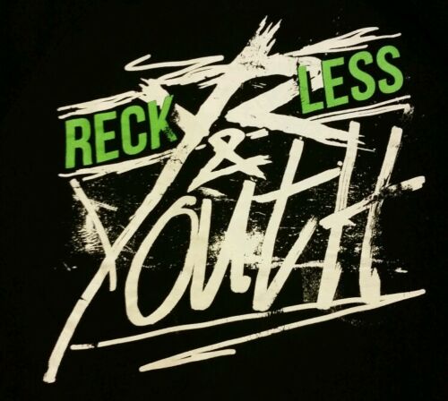 YOUTH YOUNG & RECKLESS ZIP UP HOODIE LARGE BLACK GREEN