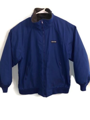 Lands End Youth Large 14-16 Full Zip Fleece Lined Jacket Nylon Shell Blue EUC