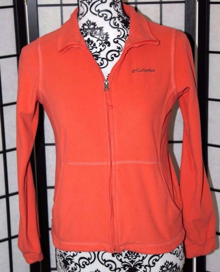 COLUMBIA SPORTSWEAR Youth Large Orange Fleece Zip Front Jacket/Top LS EUC