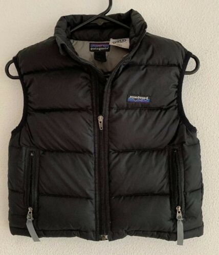 RARE Youth Kids Patagonia Goose Down Puffer Puffy Vest SZ XS (5-6) Solid Black