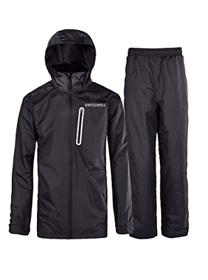 SWISSWELL Hooded Rain Suit for Mens Charcoal Small