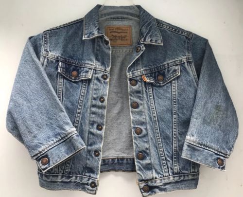 Vintage Little Levis Orange Tag Denim Jean Jacket Snap Buttons Size 6