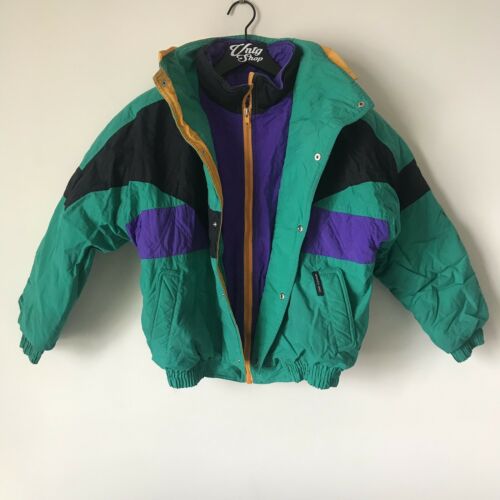 RARE Vintage Members Only Multicolor Puffer Ski Jacket Size Youth Large