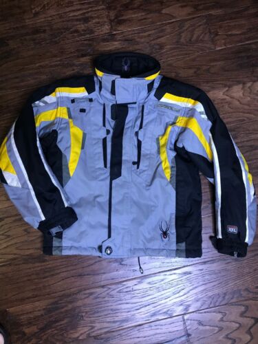 Spyder Insulated Ski/Winter Jacket Parka Kid's Size 10 - Color Gray Black Yellow