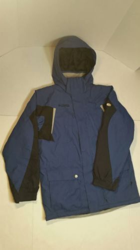 Columbia Gray & Black Puffy Ski Winter Jacket Youth 14/16 14-16 Zip up pockets