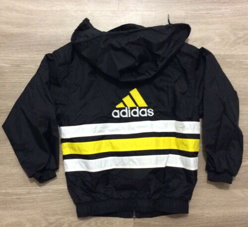 Kids Adidas Windbreaker Jacket Big Spell Out Black And Yellow Youth Large
