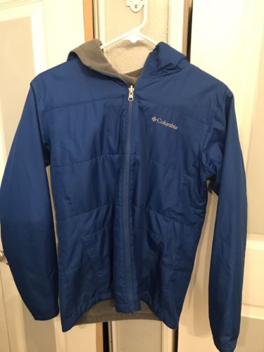 Youth Columbia jacket Size Large Reversible Blue And Gray Full Zip