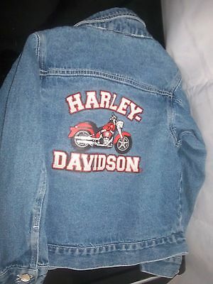 Harley Davidson Motorcycle Biker Denim Jean Jacket Unisex Kids Size  6 / 7