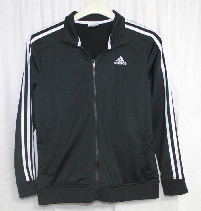 Adidas Track Jacket Full Zip Classic Black White Stripes Size Large 14 16 L