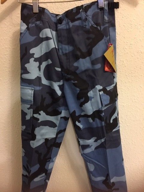 Rothco Kids Sky Blue Camouflage BDU Cargo Fatigue Pants Military Size 12 NOS