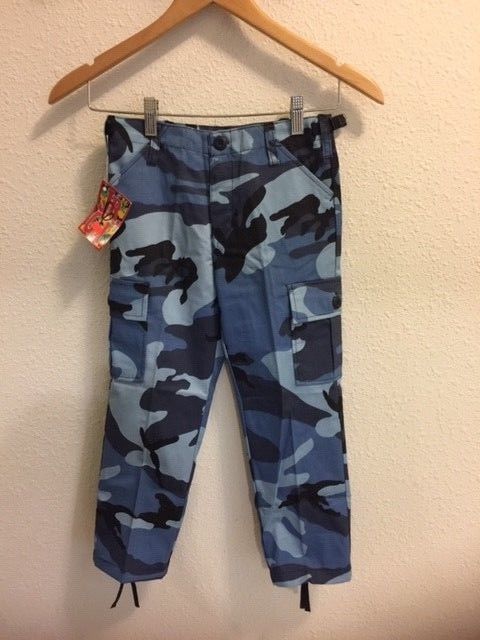 Rothco Kids Sky Blue Camouflage BDU Cargo Fatigue Pants Military Size 6 NOS