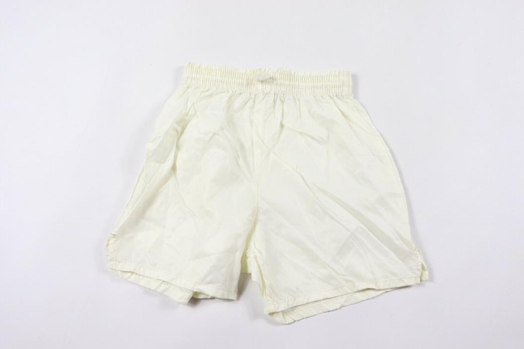Vintage 80s New Youth Medium Nylon Running Jogging Gym Soccer Shorts White USA