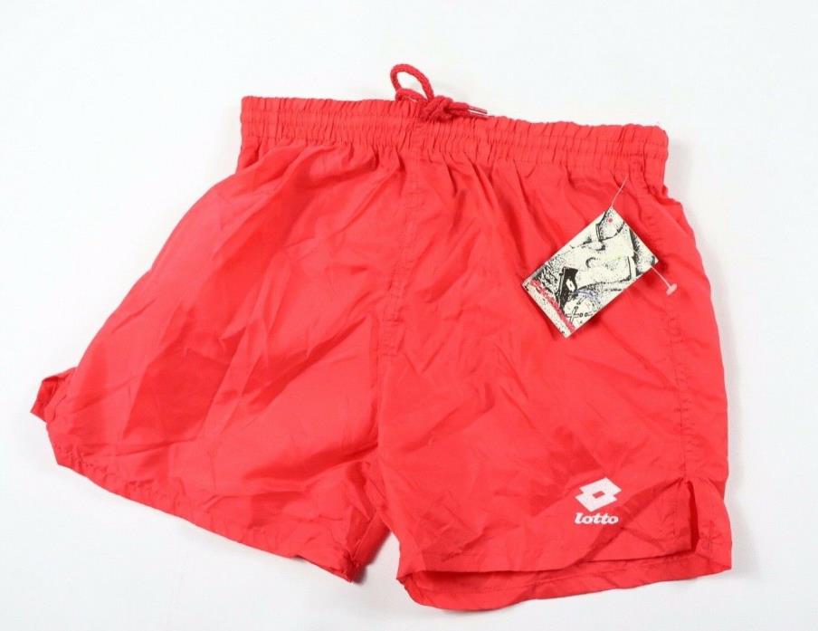 Vintage 90s New Lotto Youth Large Spell Out Nylon Gym Soccer Shorts Red White