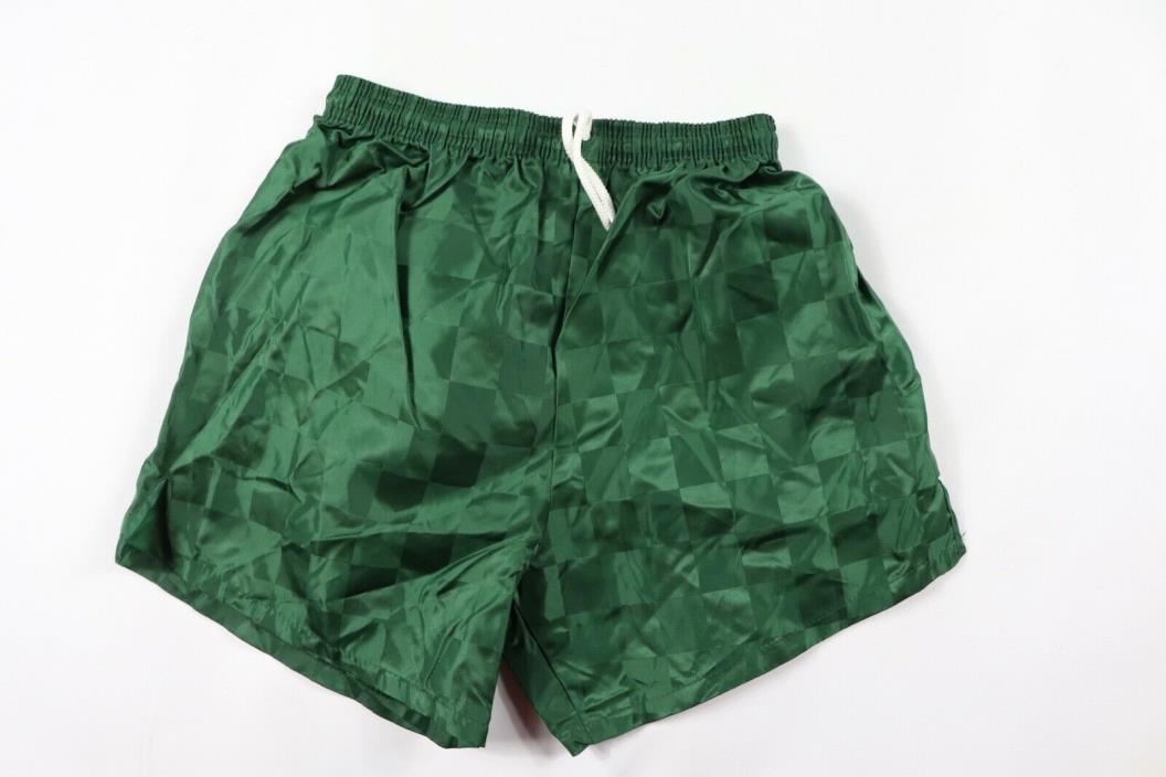 Vintage 90s New Yale Sportswear Youth Large Nylon Checkered Soccer Shorts Green