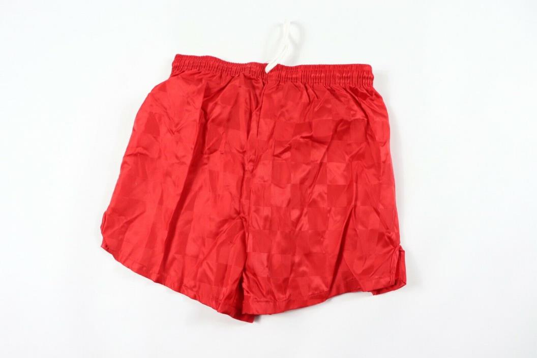 Vintage 90s New Yale Sportswear Youth Large Nylon Checkered Soccer Shorts Red