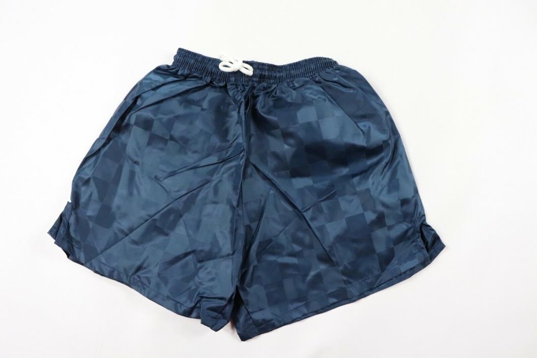 Vintage 90s New Yale Sportswear Youth Large Nylon Checkered Soccer Shorts Navy