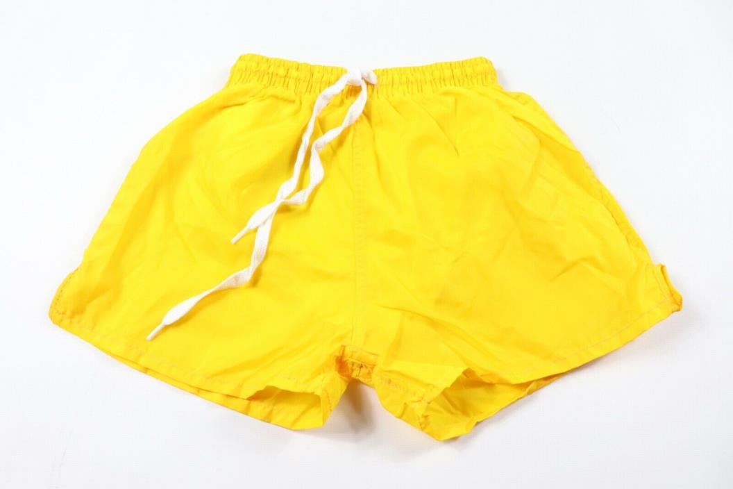 Vintage 80s New Union Jacks Youth Large Lined Nylon Gym Soccer Shorts Yellow