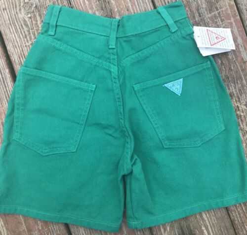 Vintage NWT Kids GUESS Green Denim Shorts Sz 8 MADE IN USA New With Tags