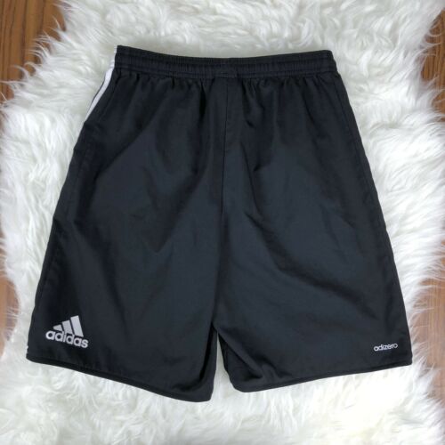 Adidas climalite black/white soccer shorts black with white stripes size 13-14 Y