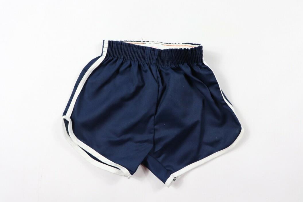Vintage 70s New Merrygarden Youth Medium Striped 50/50 Gym Soccer Shorts Navy