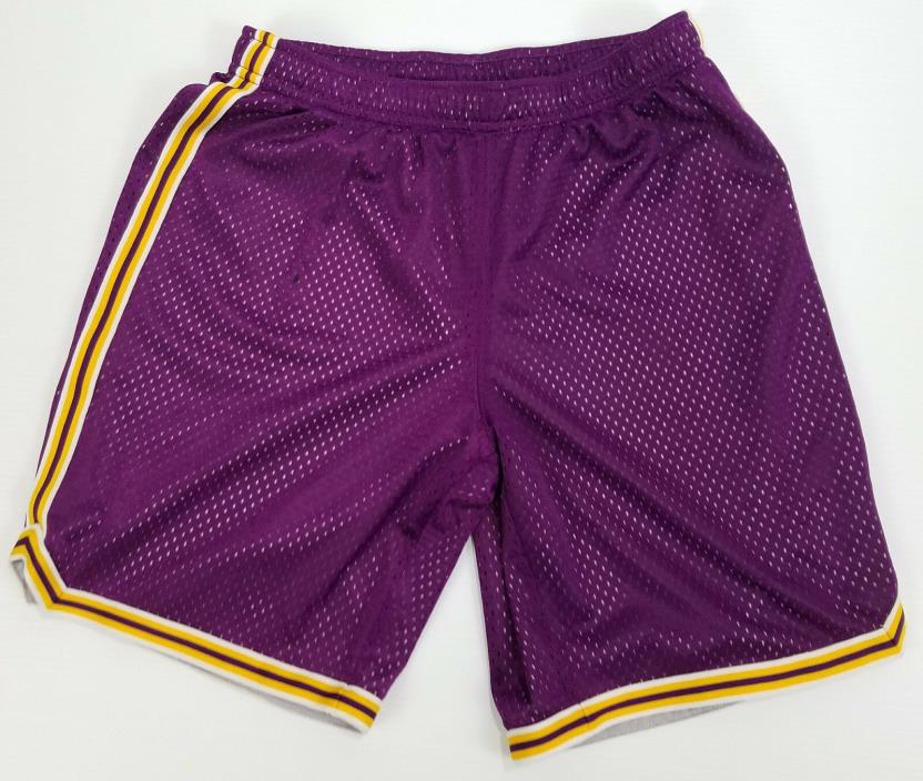 BCG Youth Athletic Mesh Shorts Lined Elastic Waist LSU Purple Gold  S (A1-139)