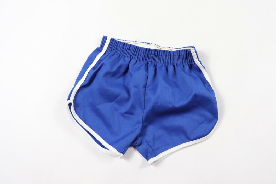Vintage 70s New Merrygarden Youth Large Striped 50/50 Gym Soccer Shorts Blue
