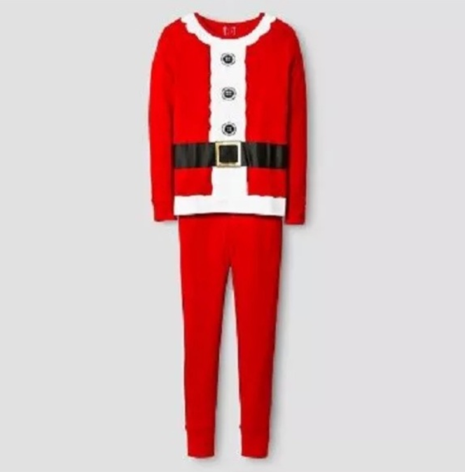 NEW Kids Sz 8 Christmas Santa Claus Red 2-Piece Pajamas Outfit Set Wondershop