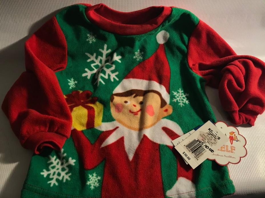 NWT Elf on the Shelf Fleece Sleepwear Pajama Top Christmas PJ Top 3 Toddler