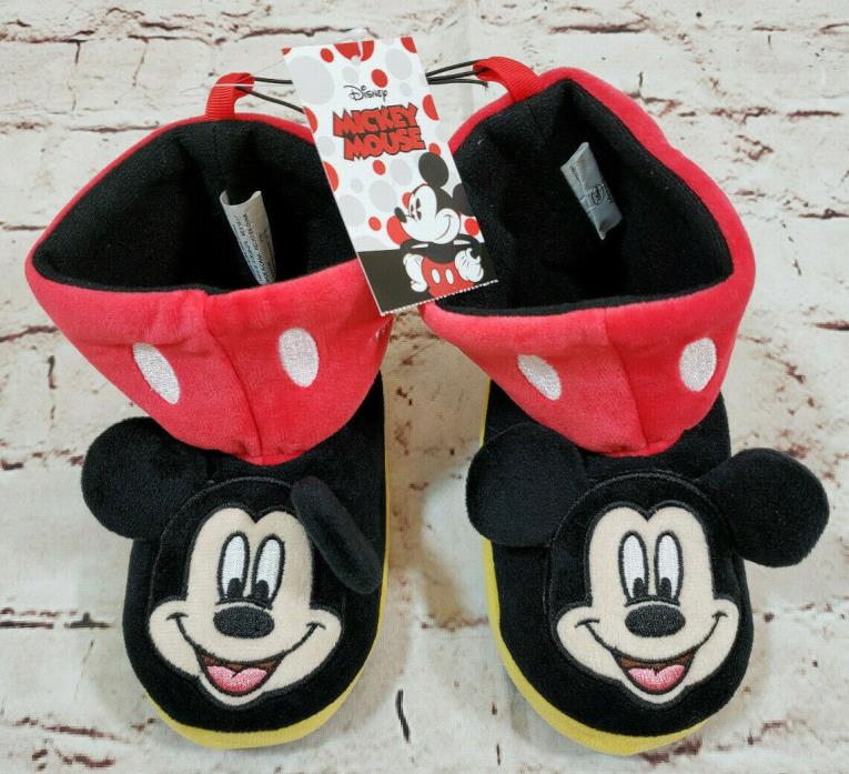 Disney Mickey Mouse Kids Boot Slippers Unisex Boy Girl Size 9-10 Hard Soles NEW